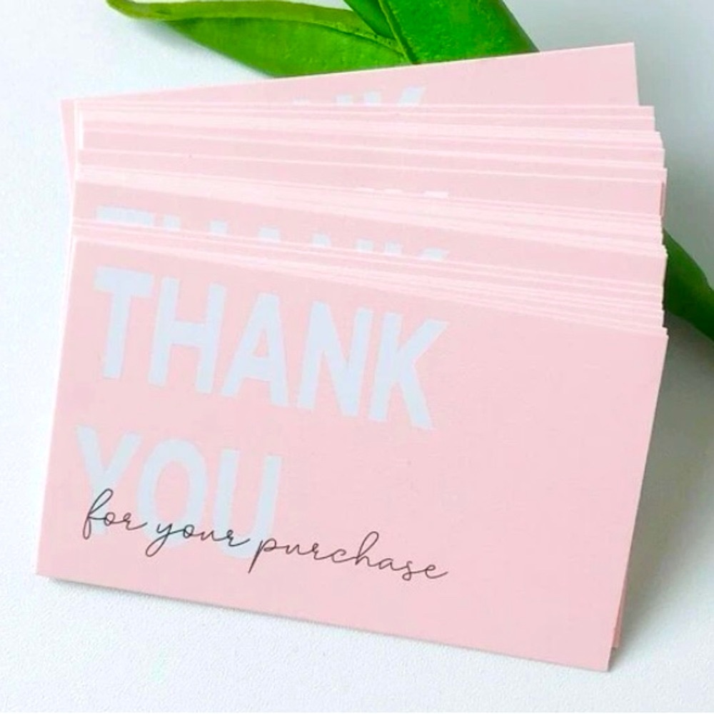 25 PK Pink Thank You for Your Purchase Cards - Picture 2 of 5